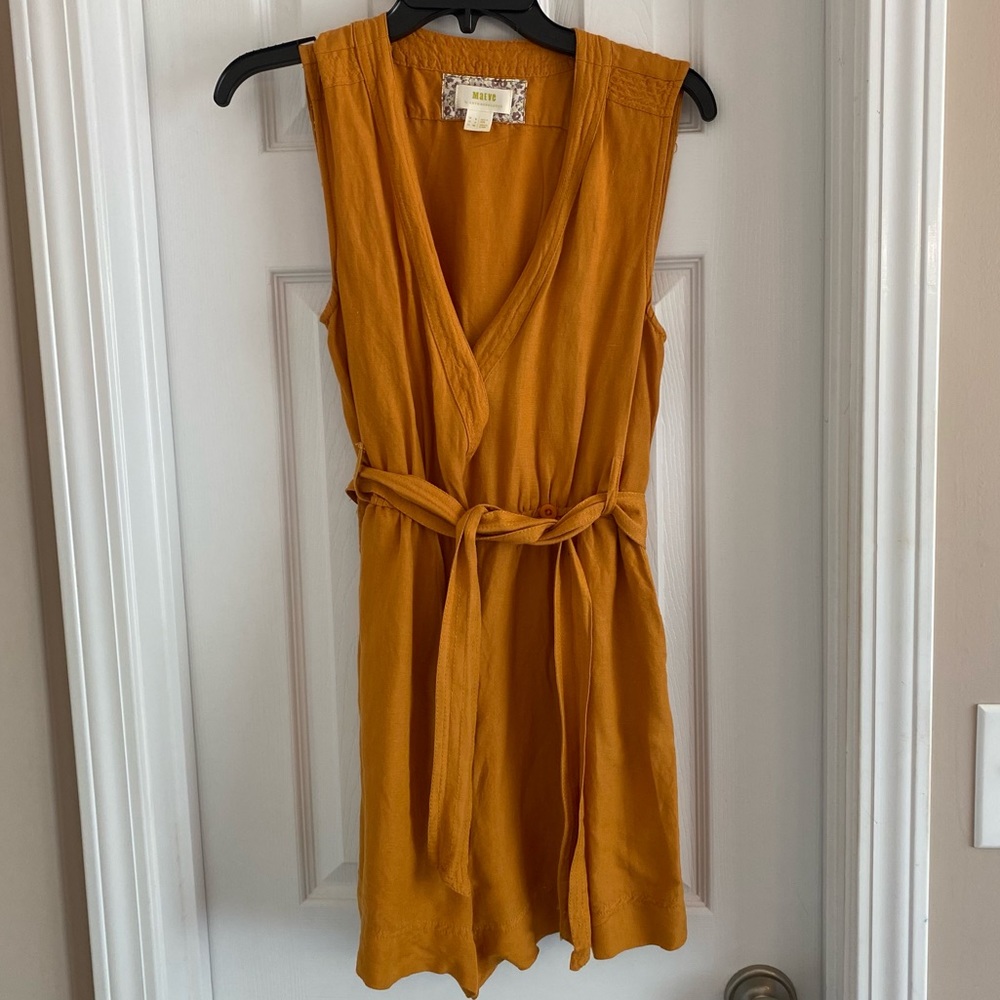 Maeve Anthropologie Mustard Yellow Romper | size 4 - Picture 2 of 5